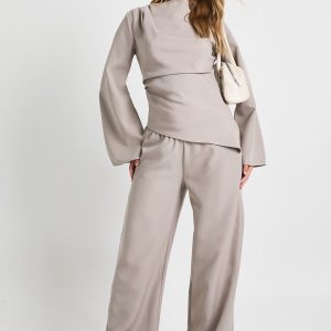 Draped Asymmetric Top & Wide Leg Trouser Co-ord