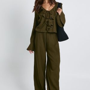 Crinkle Textured Blouse & Wide Leg Trouser Co-ord