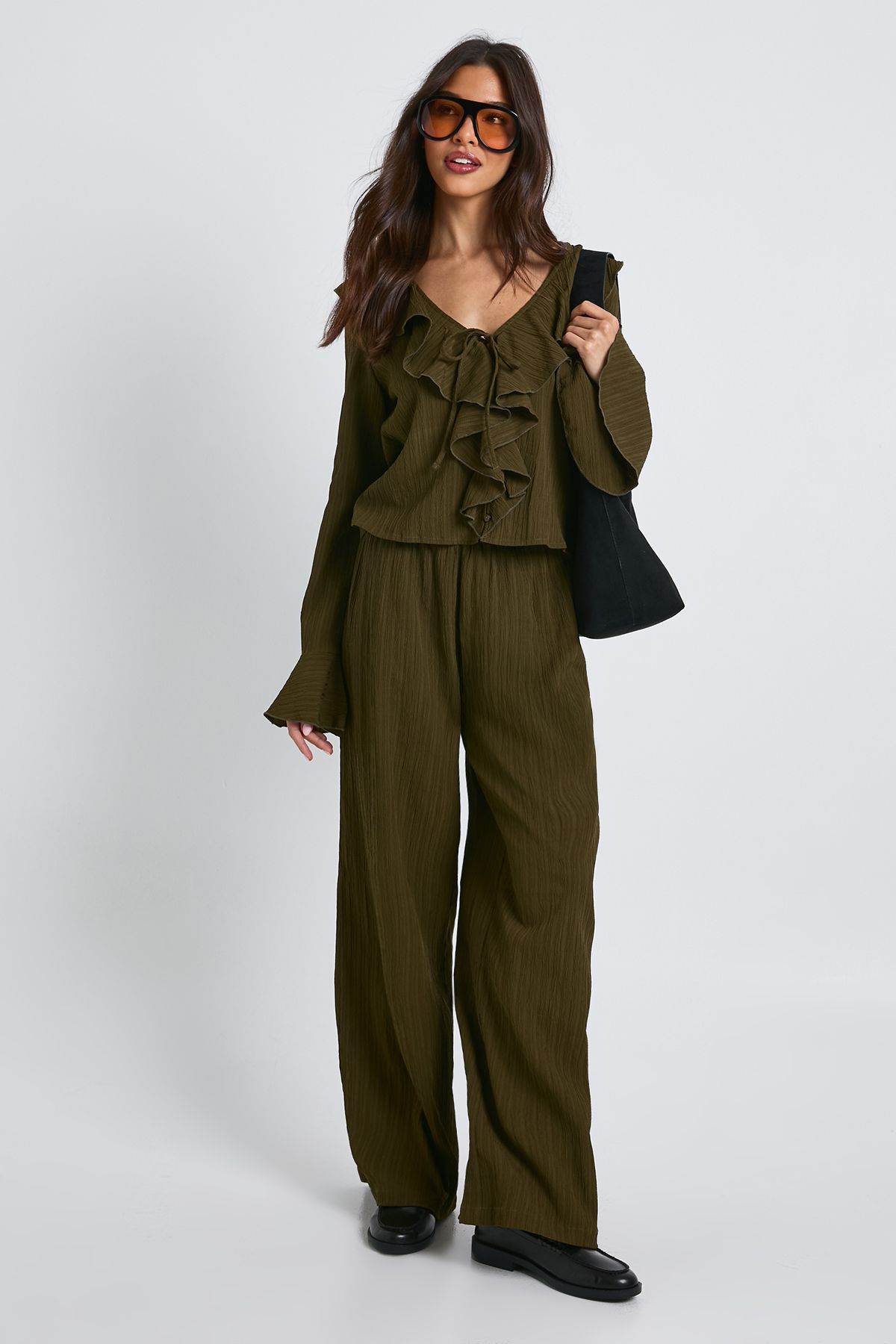 Crinkle Textured Blouse & Wide Leg Trouser Co-ord