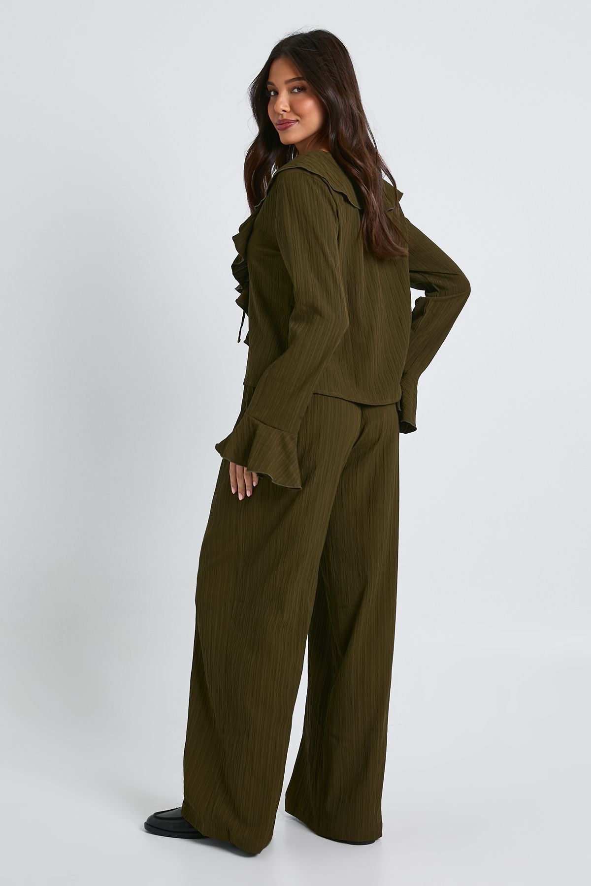Crinkle Textured Blouse & Wide Leg Trouser Co-ord - Image 2