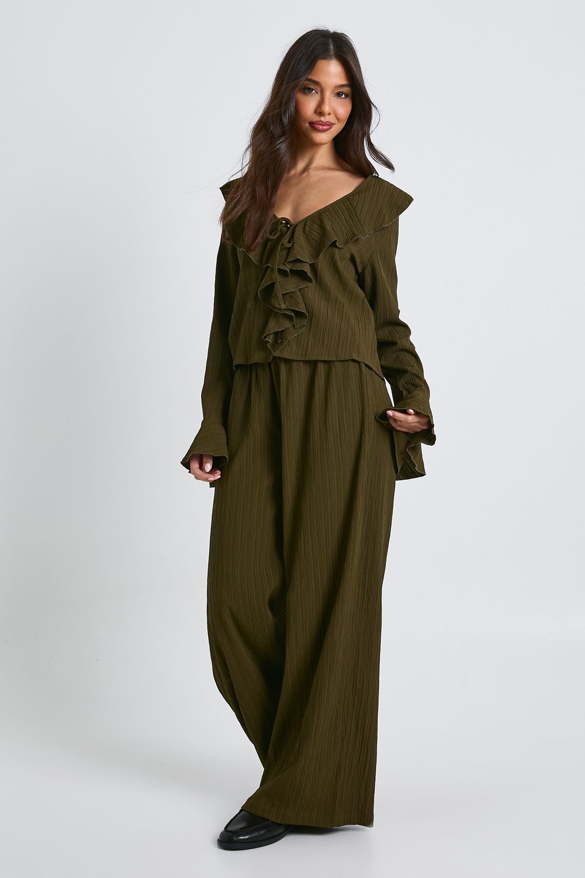 Crinkle Textured Blouse & Wide Leg Trouser Co-ord - Image 3