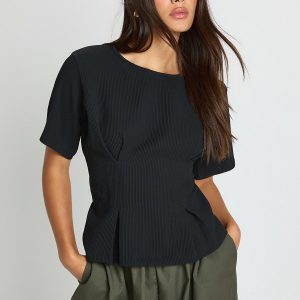 Ottoman Rib Cinched Waist T-shirt