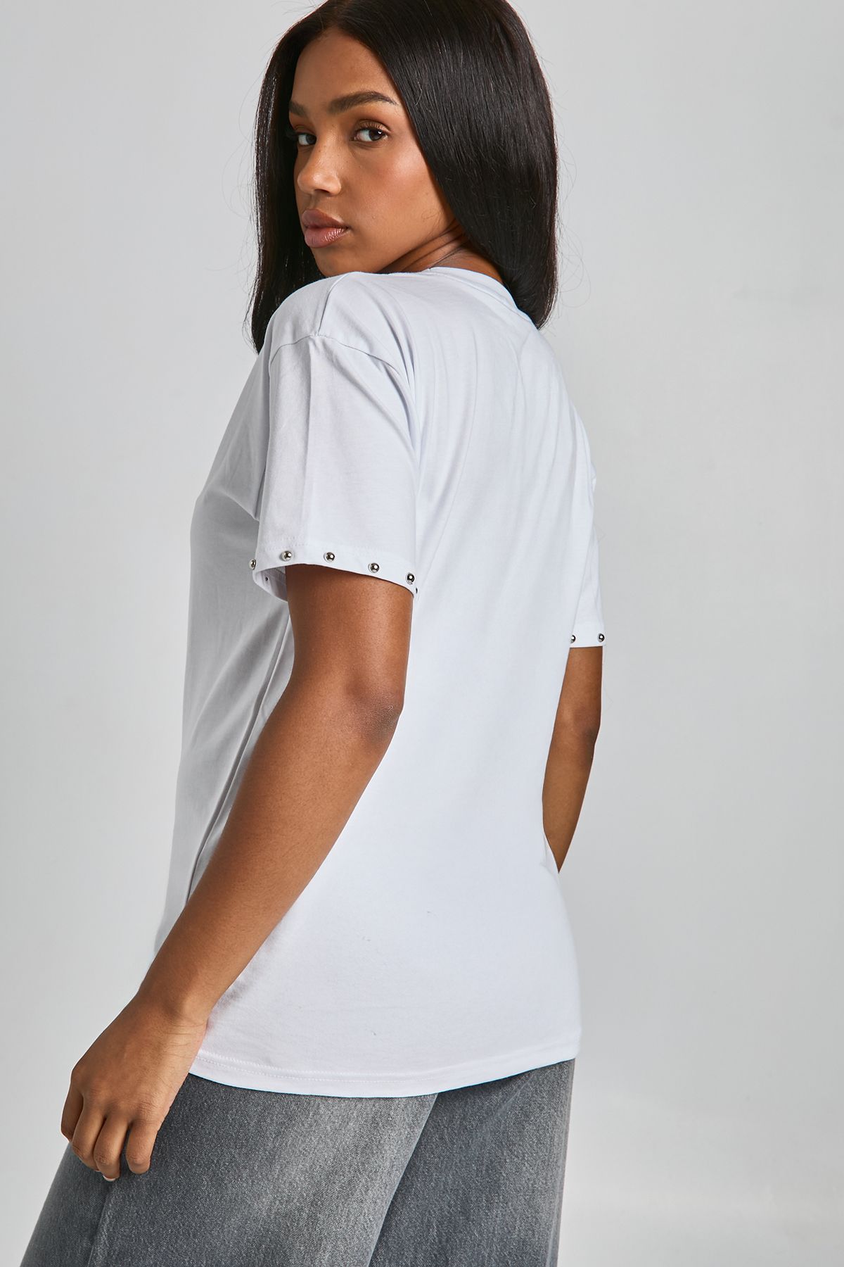 Stud Detail Oversized T-shirt - Image 2