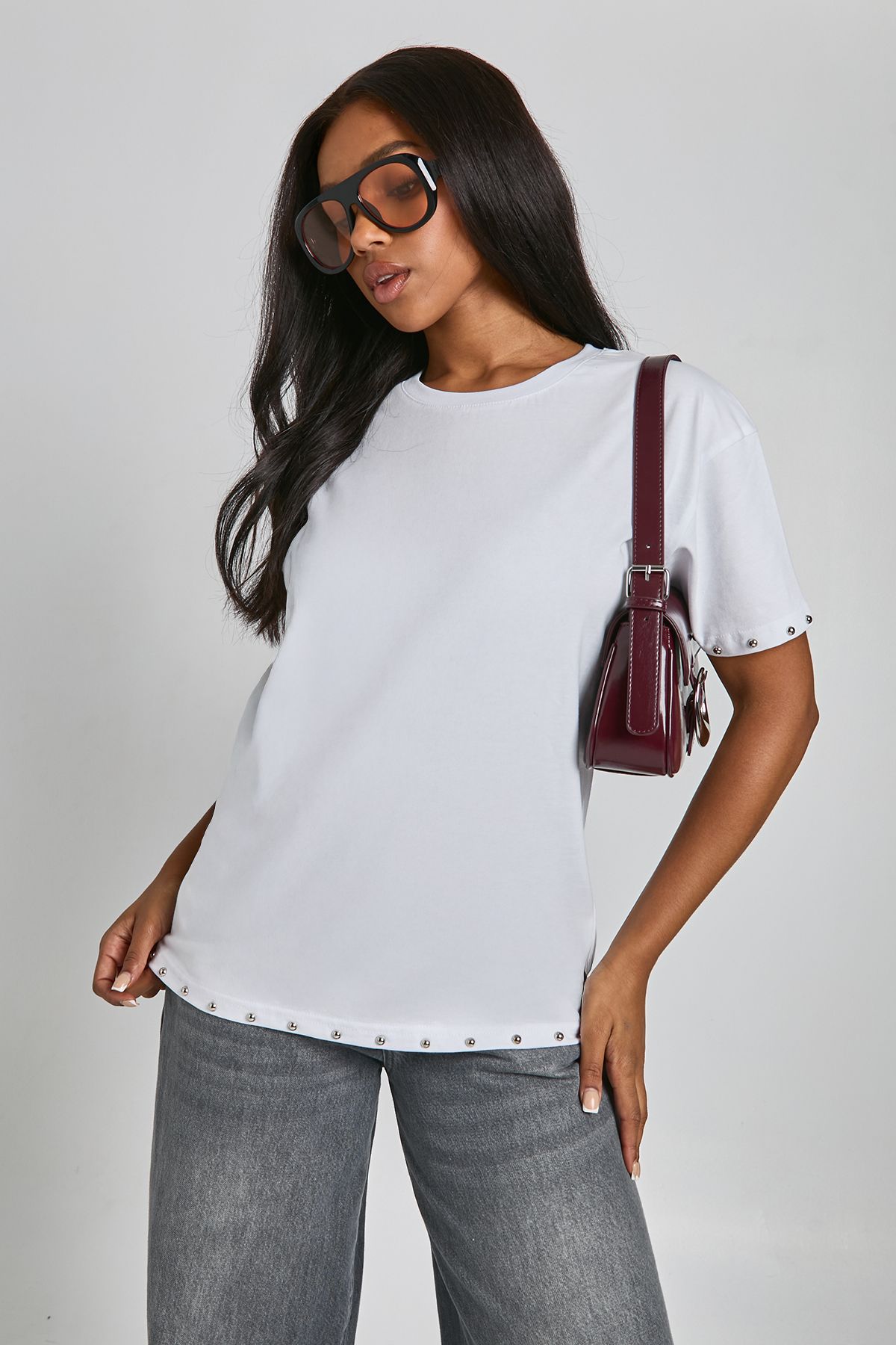 Stud Detail Oversized T-shirt - Image 3