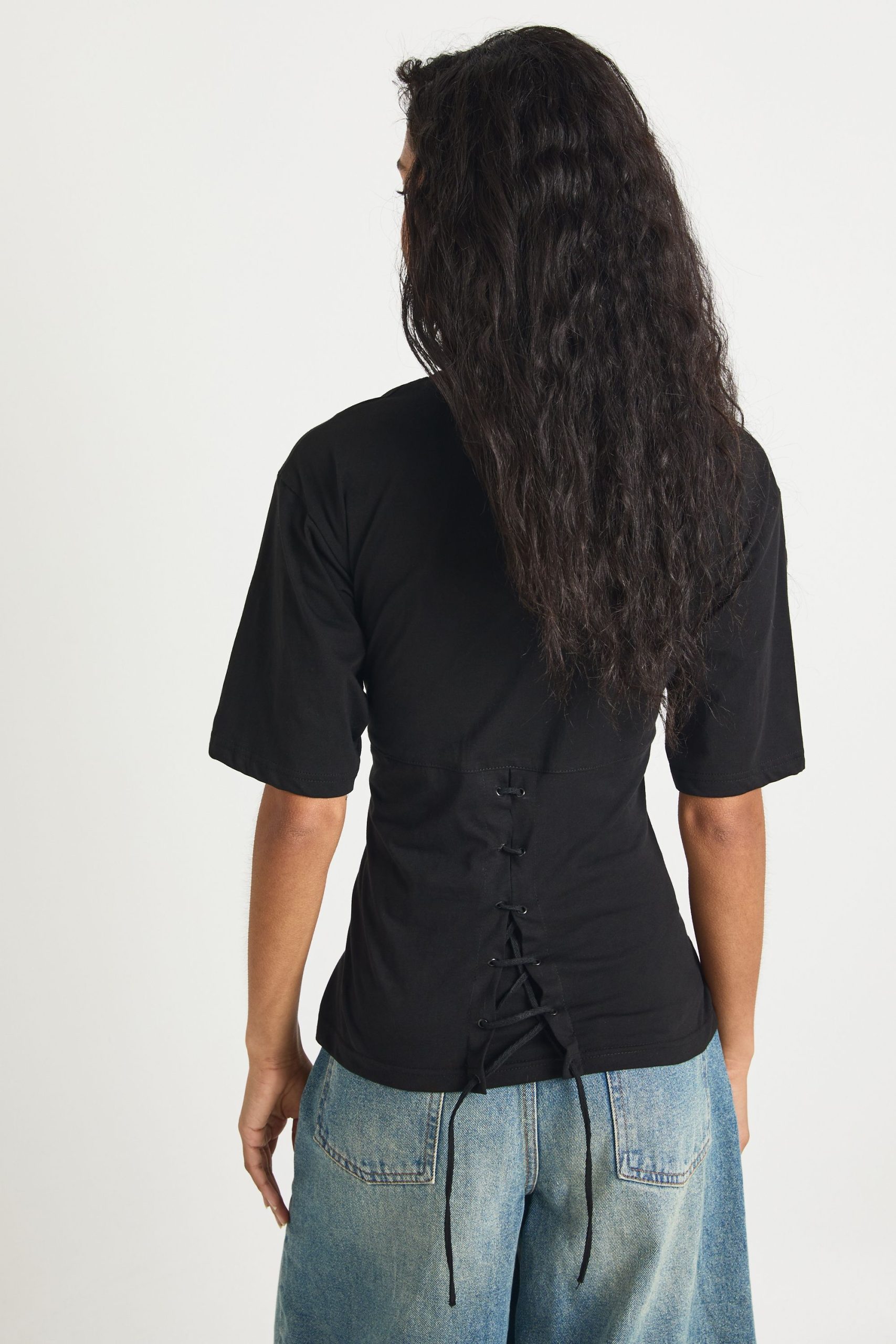 Lace Up Back Oversized T-shirt - Image 2