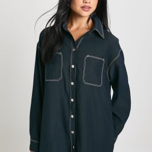 Oversized Button Down Shirt Dress