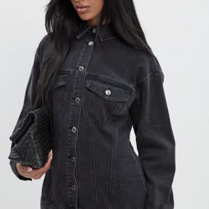 Cinched Waist Denim Jacket