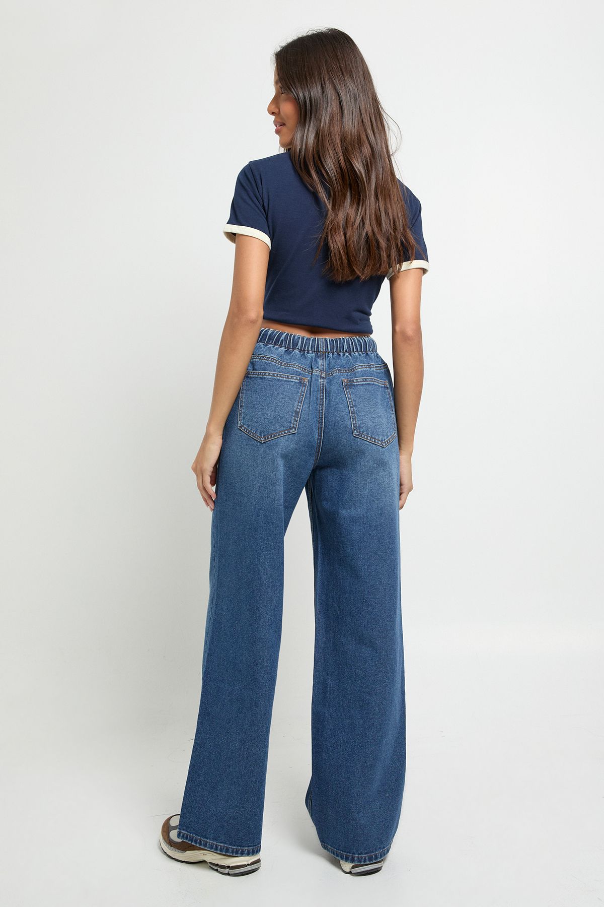 Elasticated Wide Leg Tie Waist Jean - Image 2