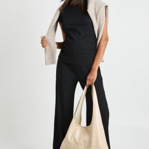 Maternity Textured Top & Elasticated Waist Wide Leg Trouser Co Ord