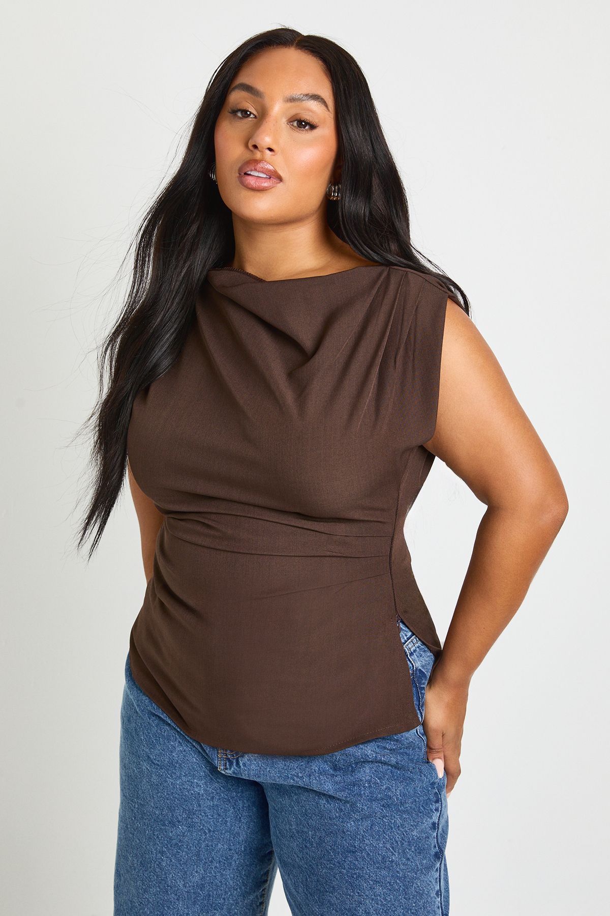 Plus Cowl Front Asymmetric Top