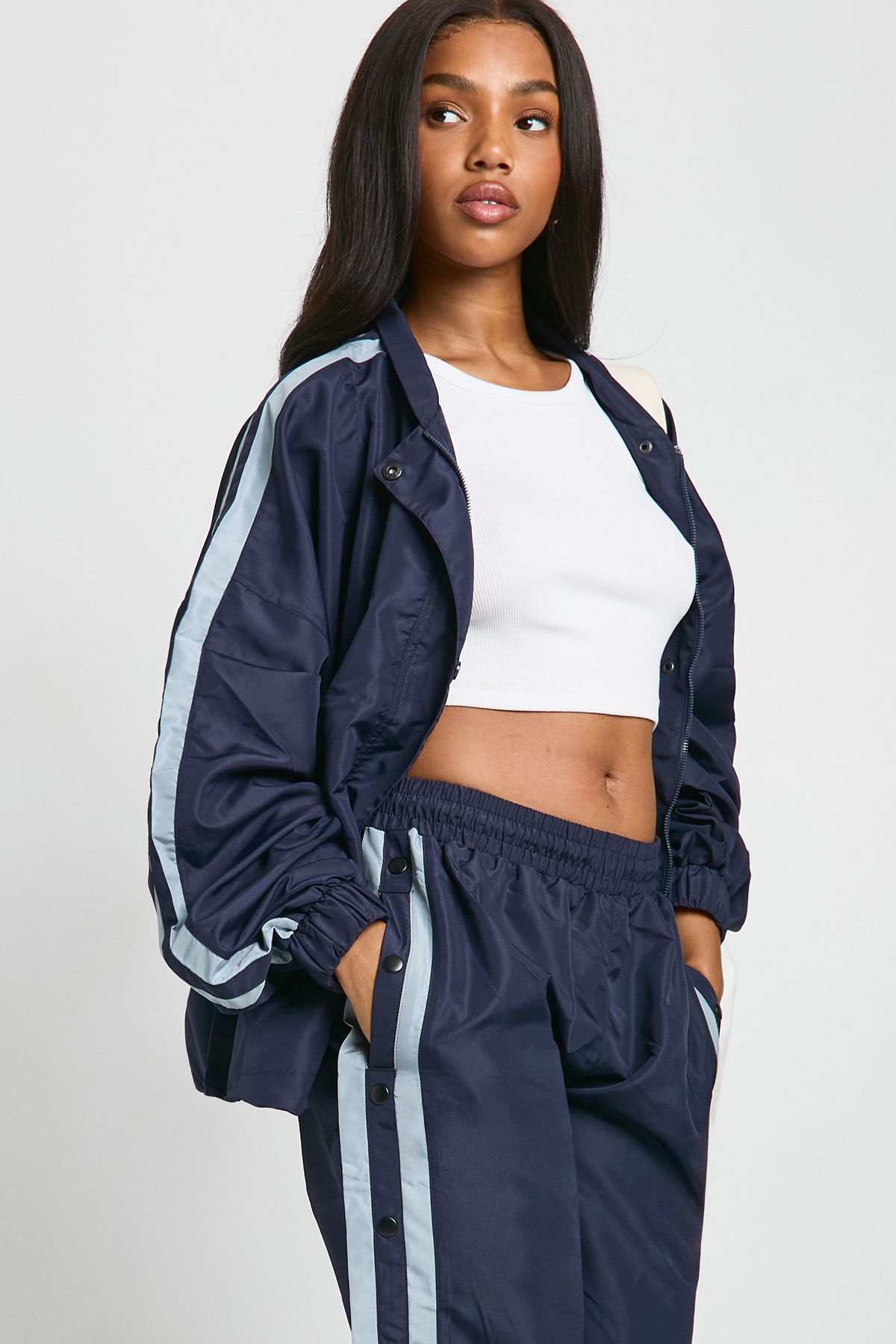 Nylon Side Stripe Button Through Jacket - Image 4