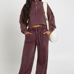 Washed Half Zip Funnel Neck Tracksuit
