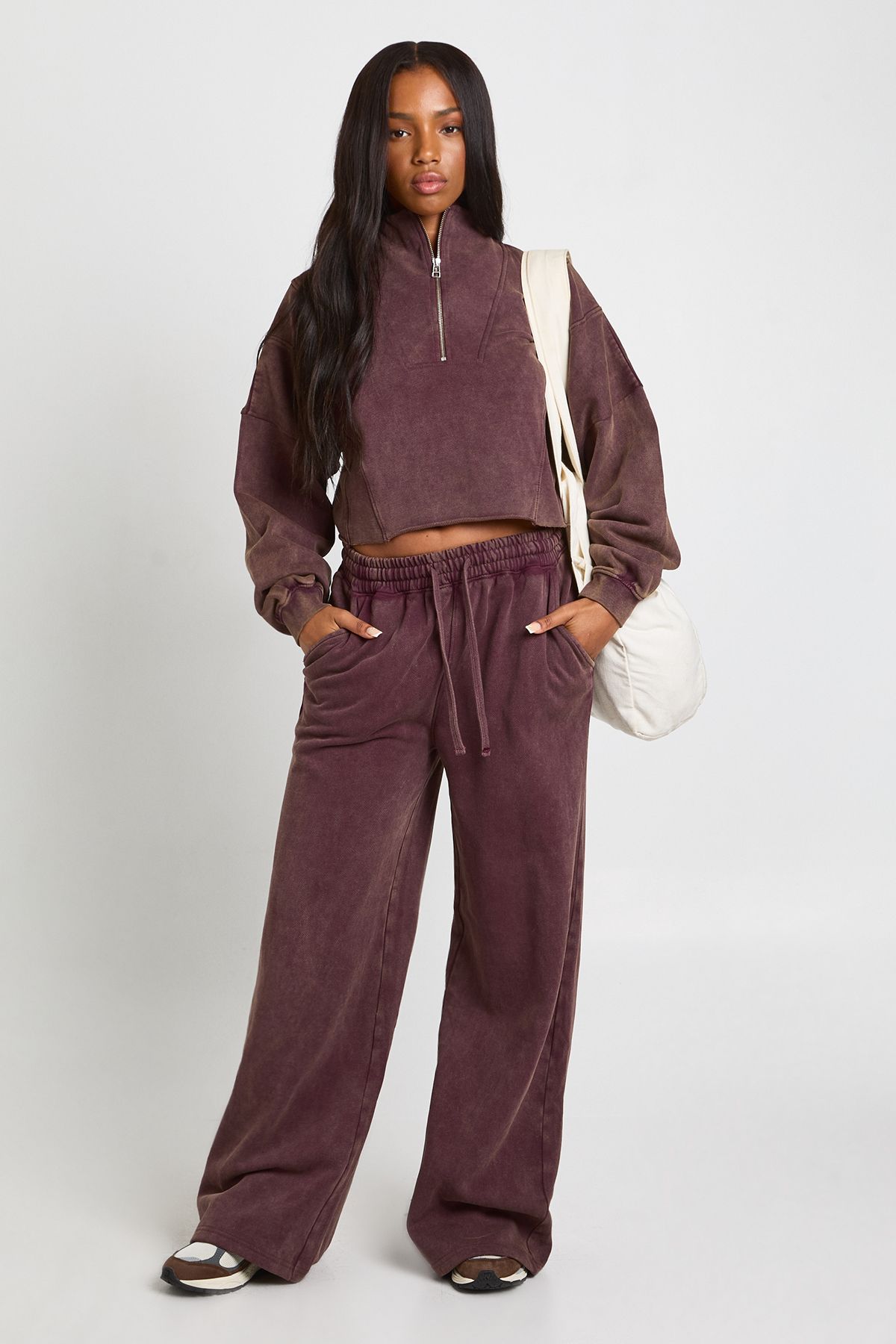 Washed Half Zip Funnel Neck Tracksuit