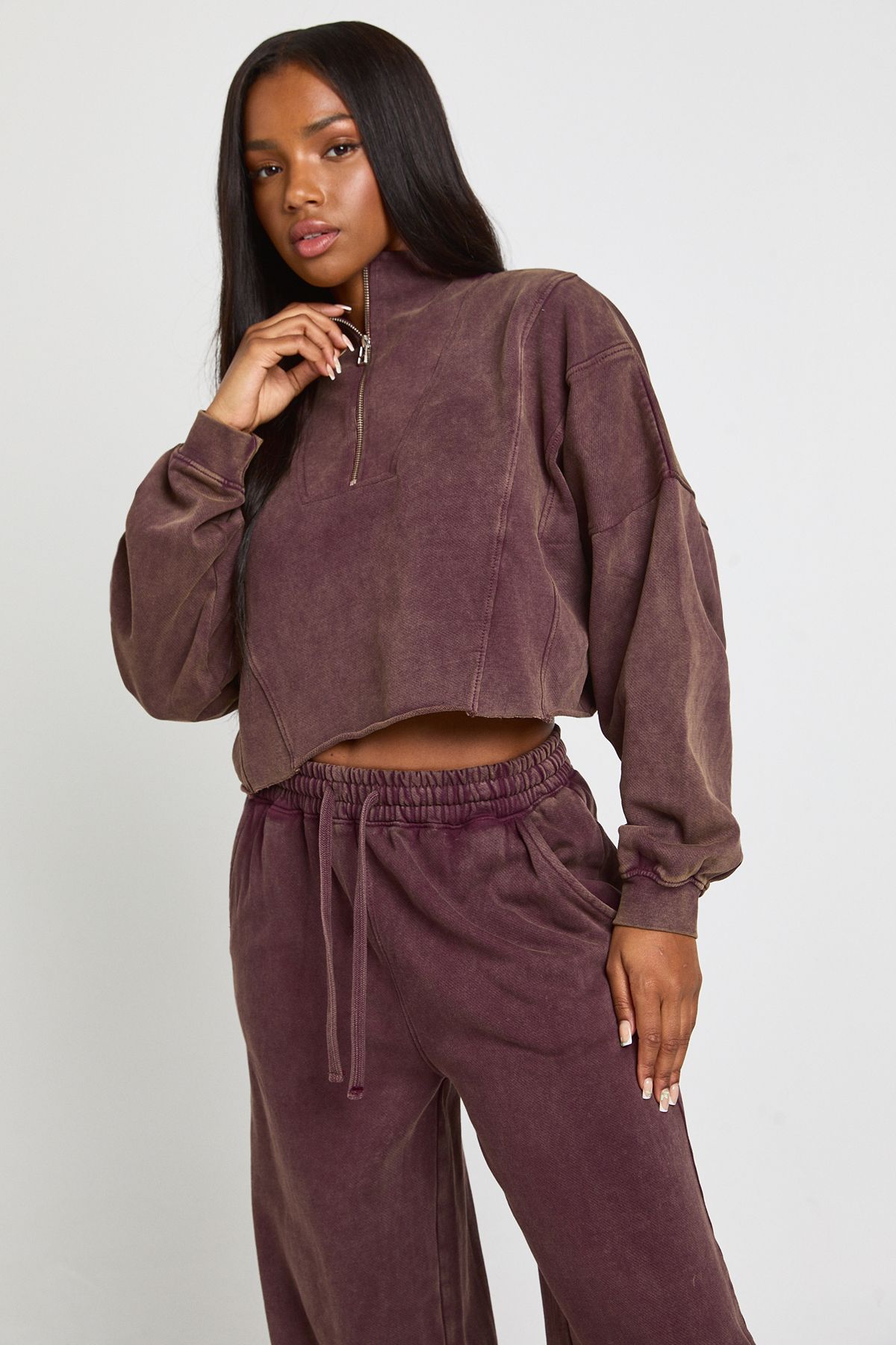 Washed Half Zip Funnel Neck Tracksuit - Image 2