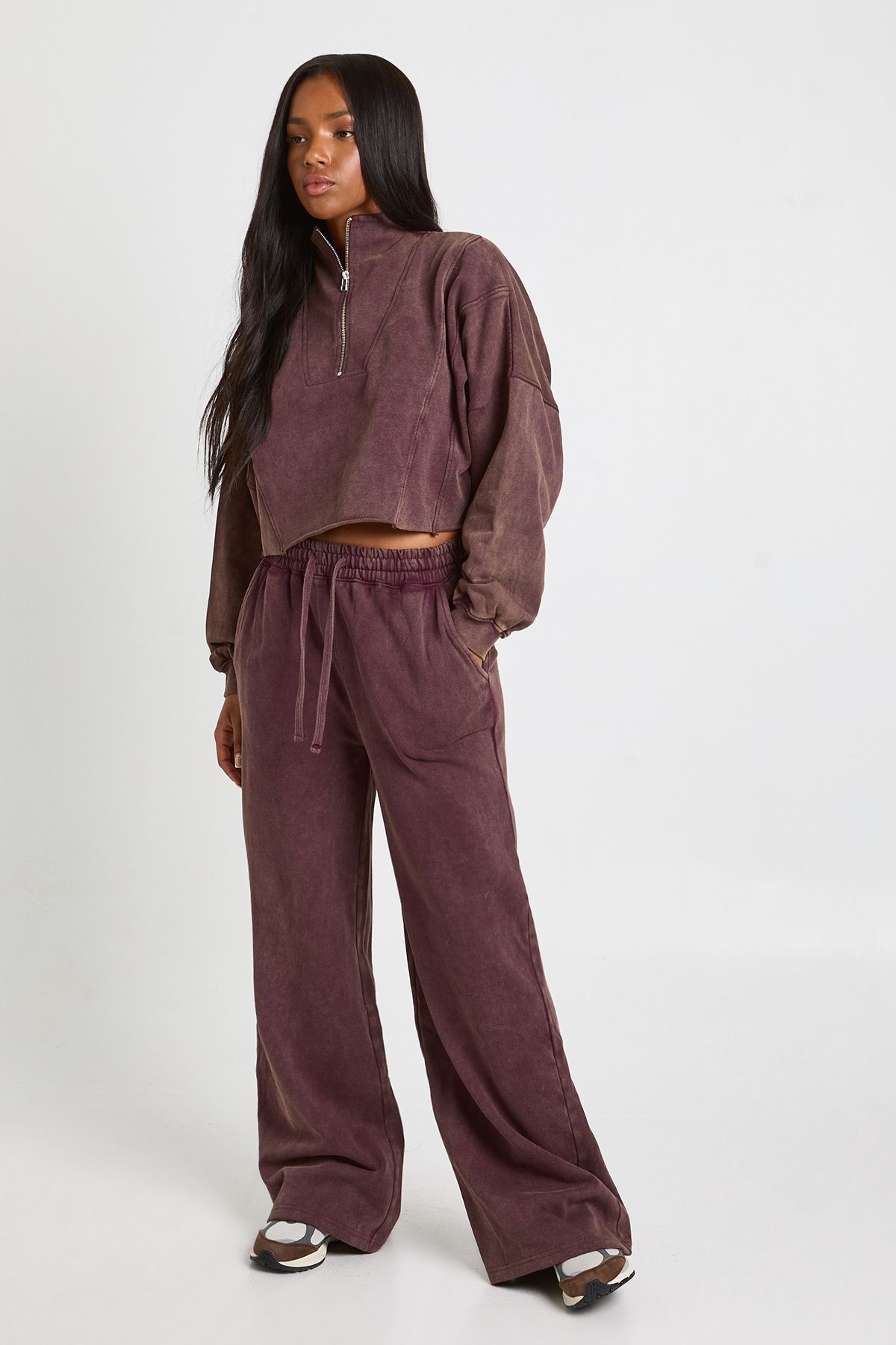 Washed Half Zip Funnel Neck Tracksuit - Image 4