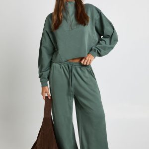 Washed Half Zip Funnel Neck Tracksuit
