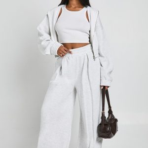 High Waist Pleat Detail Straight Leg Jogger