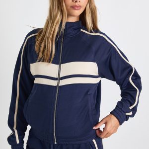 Tricot Panelled Zip Through Track Jacket