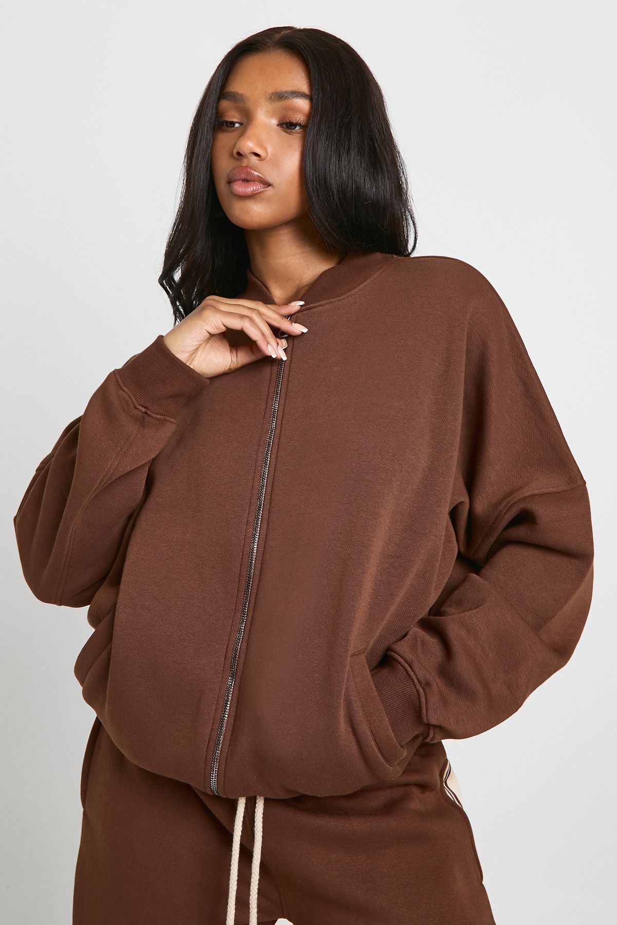 Bomber Zip Through Sweatshirt