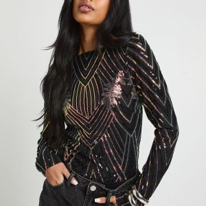 Demask Sequin Backless Bodysuit