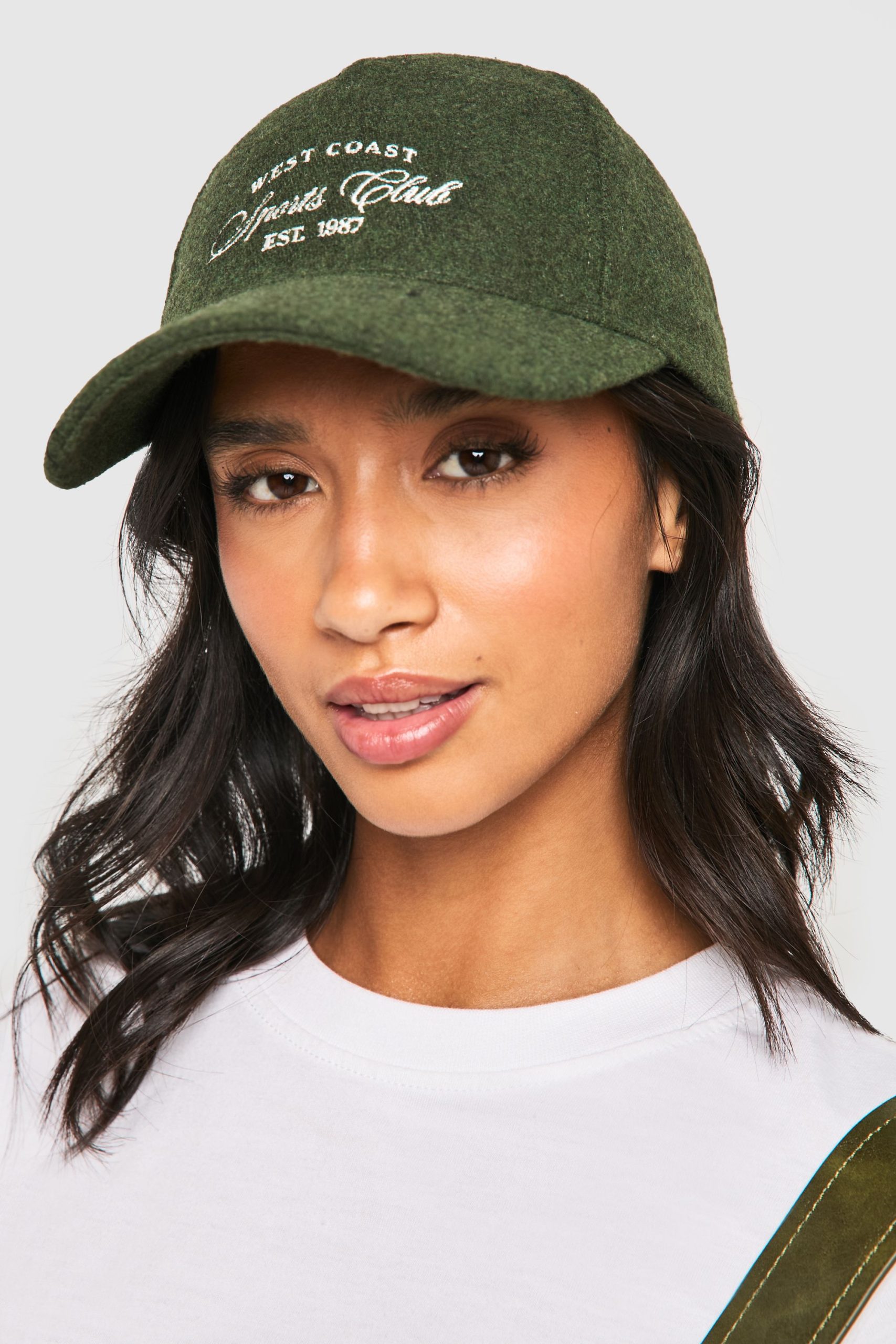 Wool Look Slogan Cap