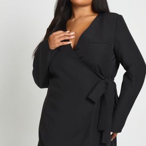 Plus Tie Side Wrap Tailored Dress