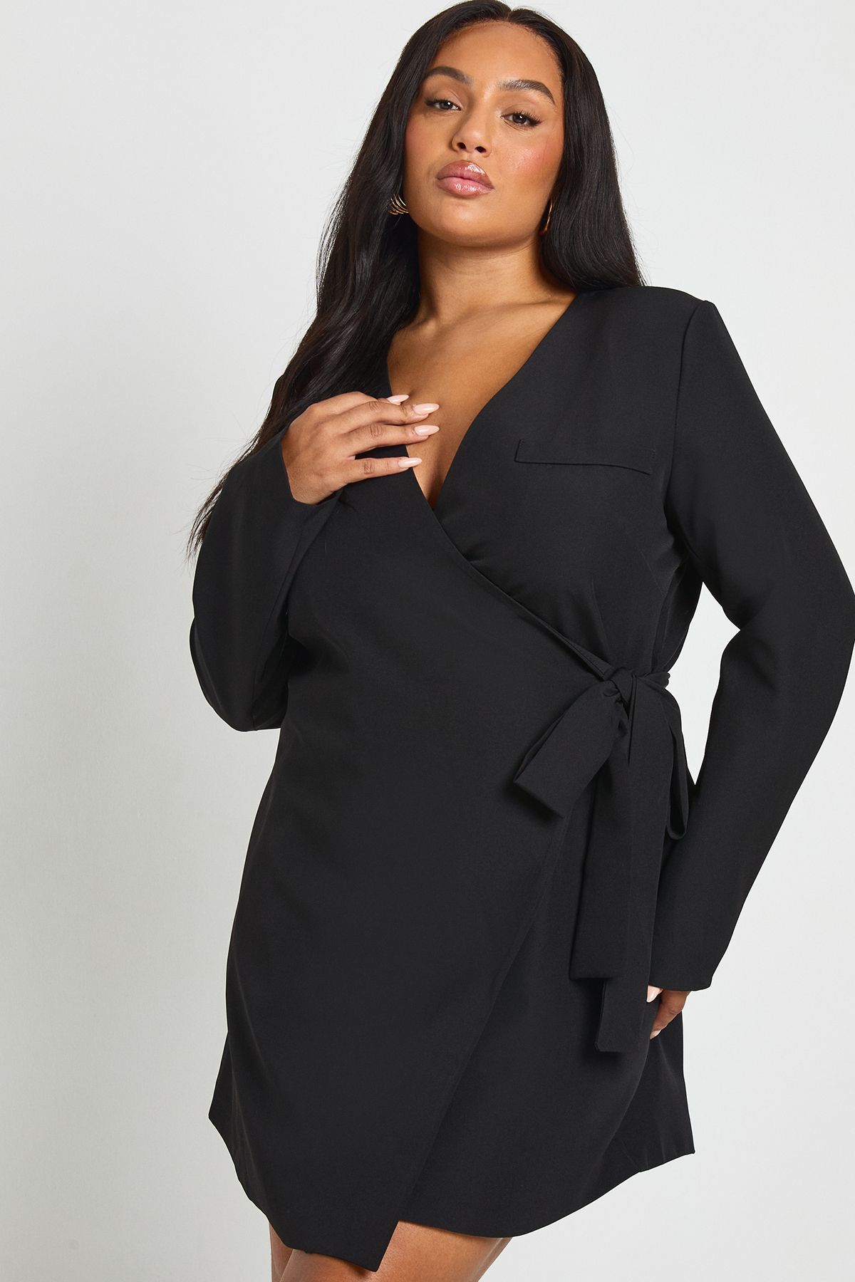 Plus Tie Side Wrap Tailored Dress
