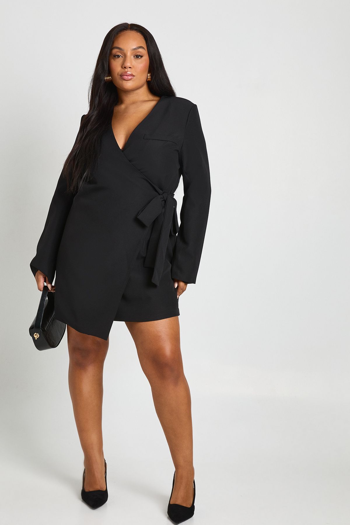 Plus Tie Side Wrap Tailored Dress - Image 2