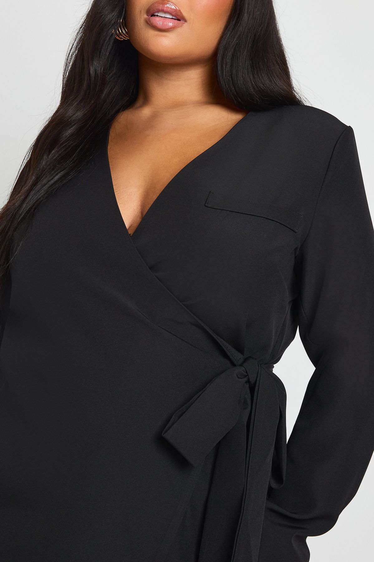 Plus Tie Side Wrap Tailored Dress - Image 4