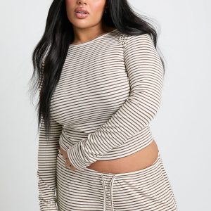 Plus Long Sleeve Stripe Baby Tee