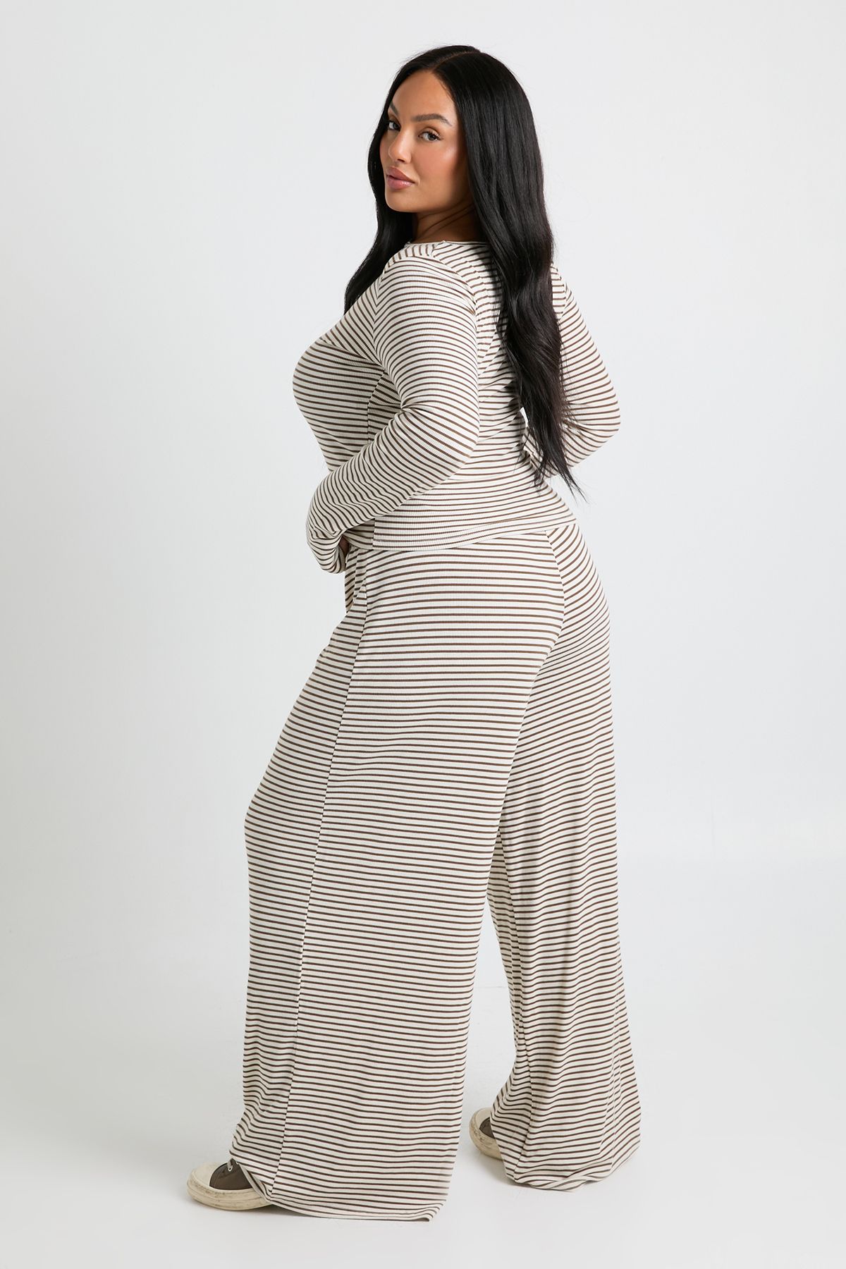 Plus Striped Mid Rise Wide Leg Trouser - Image 3