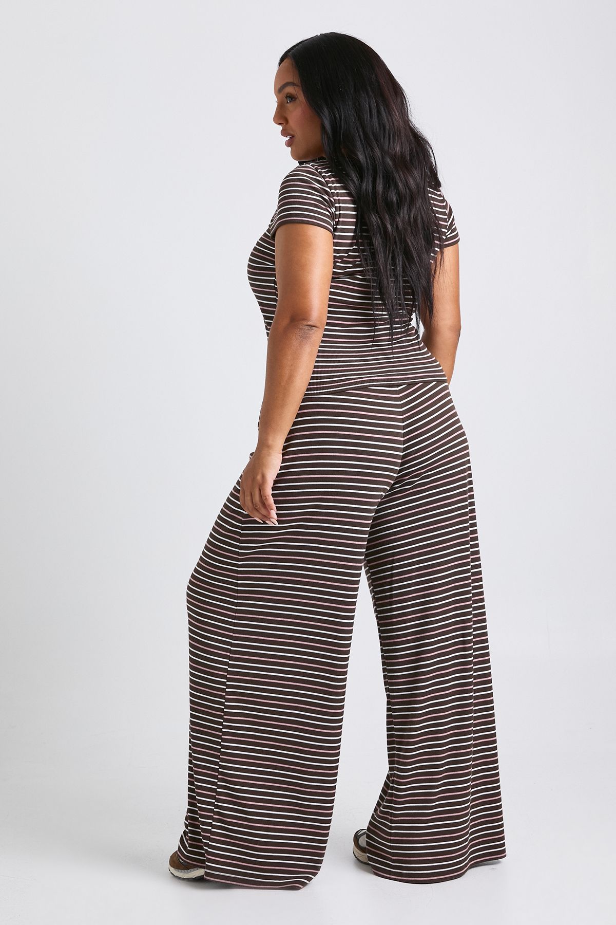 Plus Striped Mid Rise Wide Leg Trouser - Image 2