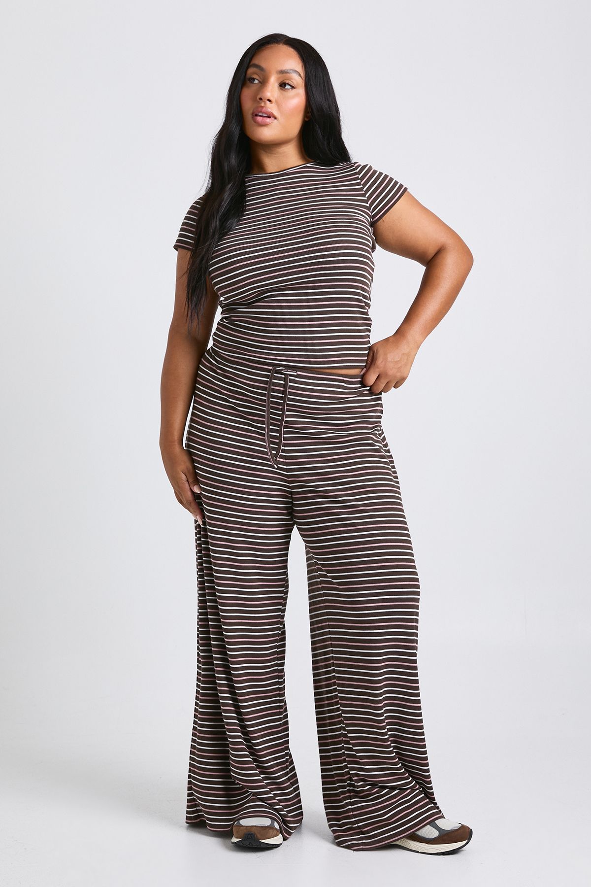 Plus Striped Mid Rise Wide Leg Trouser - Image 4