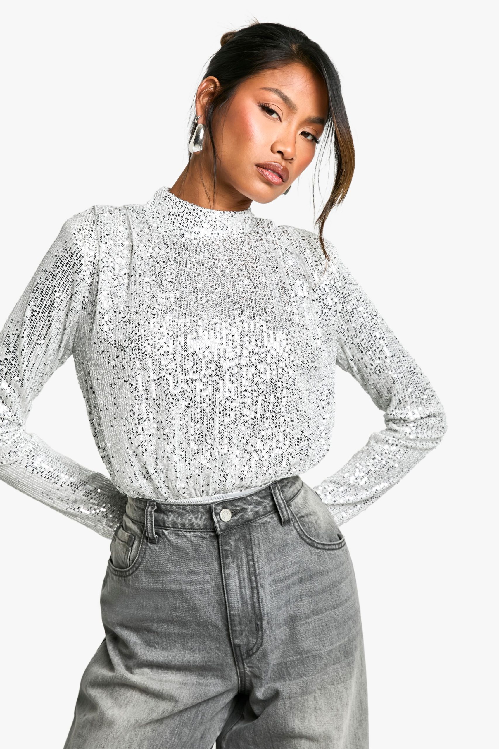 High Neck Sequin Bodysuit