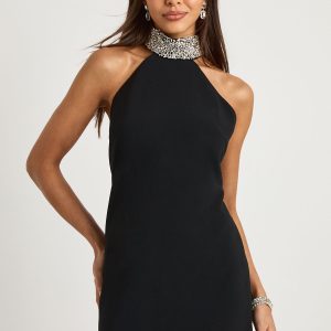 Diamante Hand Embellished Halterneck Dress