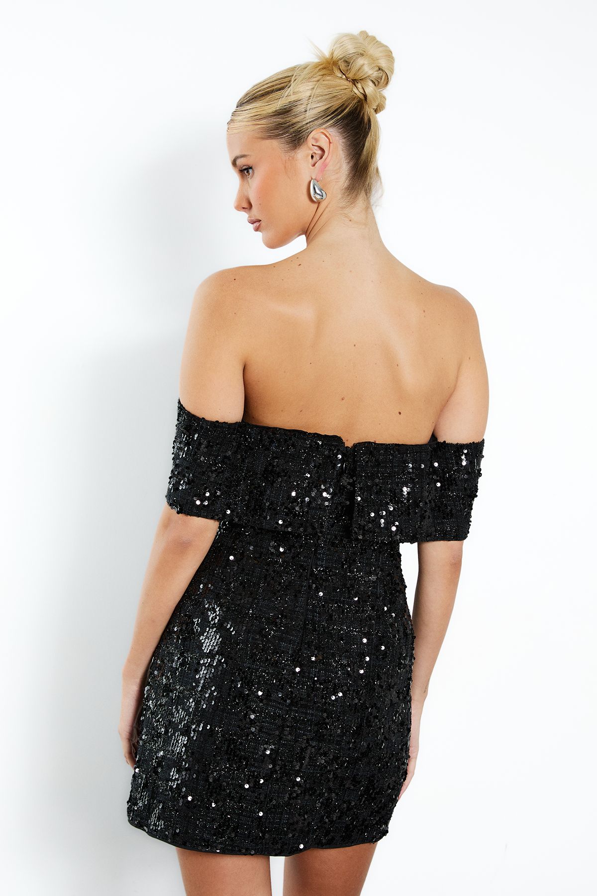 Bardot Boucle Sequin Shift Mini Dress - Image 2