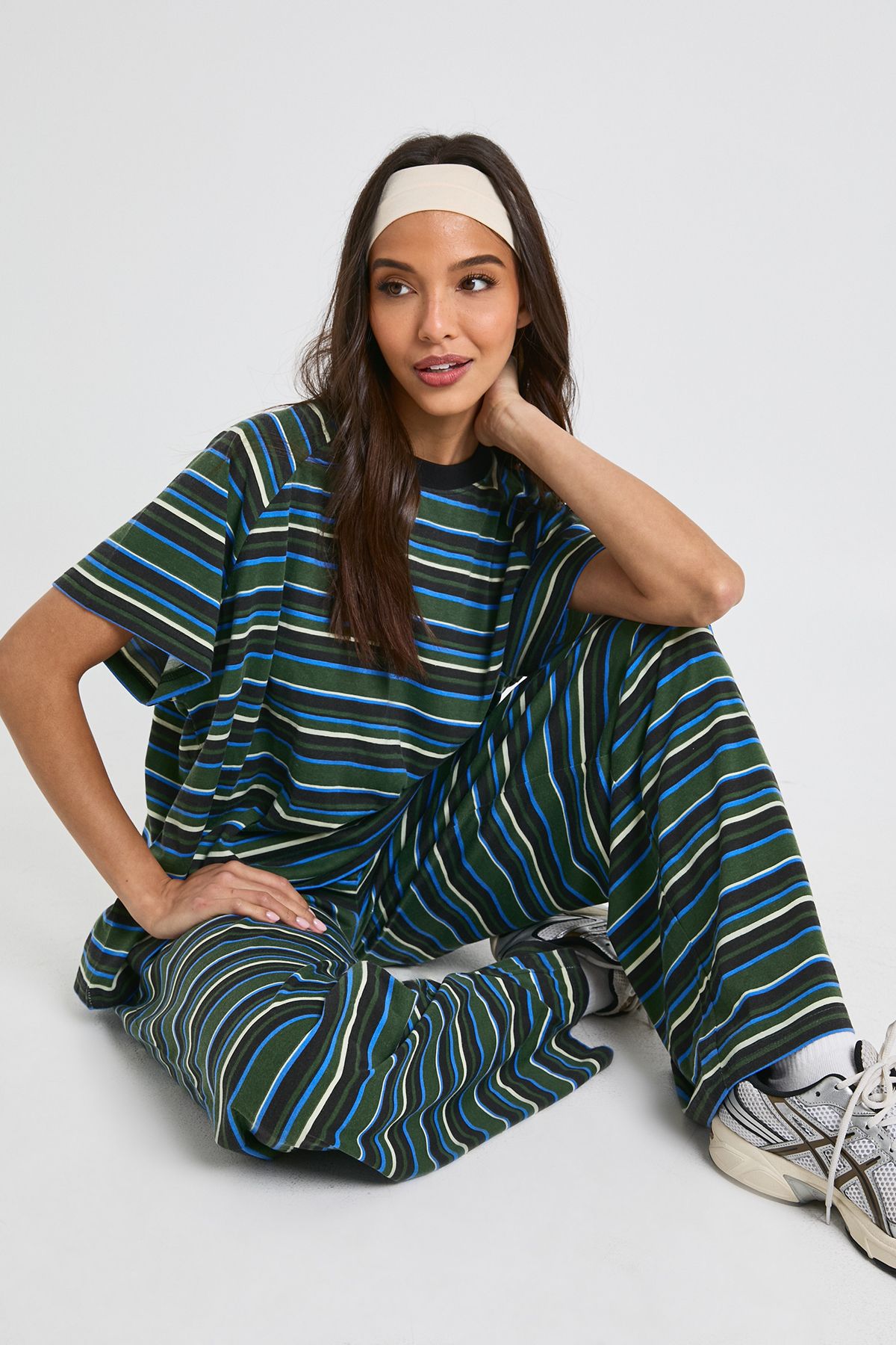 Striped Drop Shoulder Oversized T-shirt