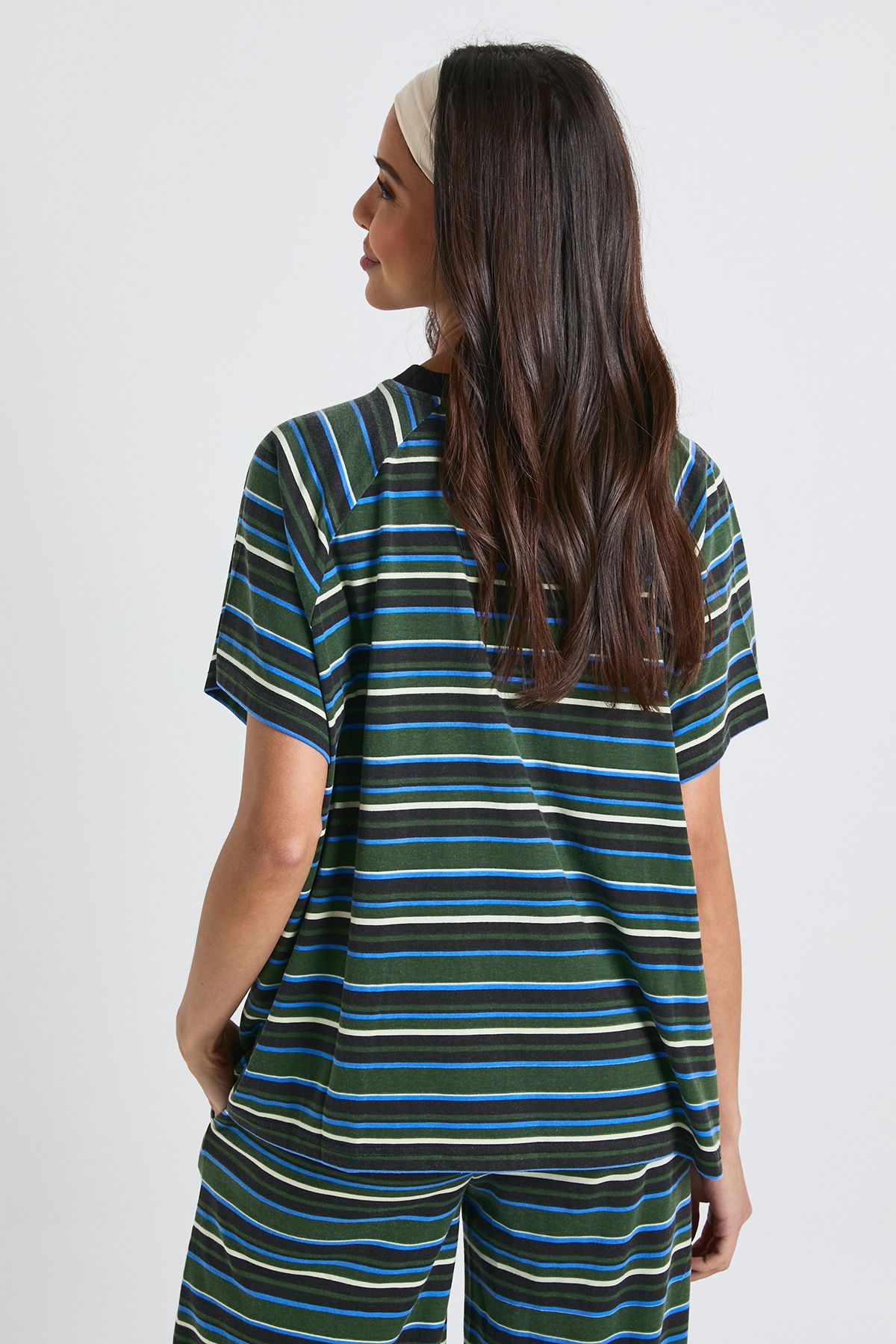 Striped Drop Shoulder Oversized T-shirt - Image 2