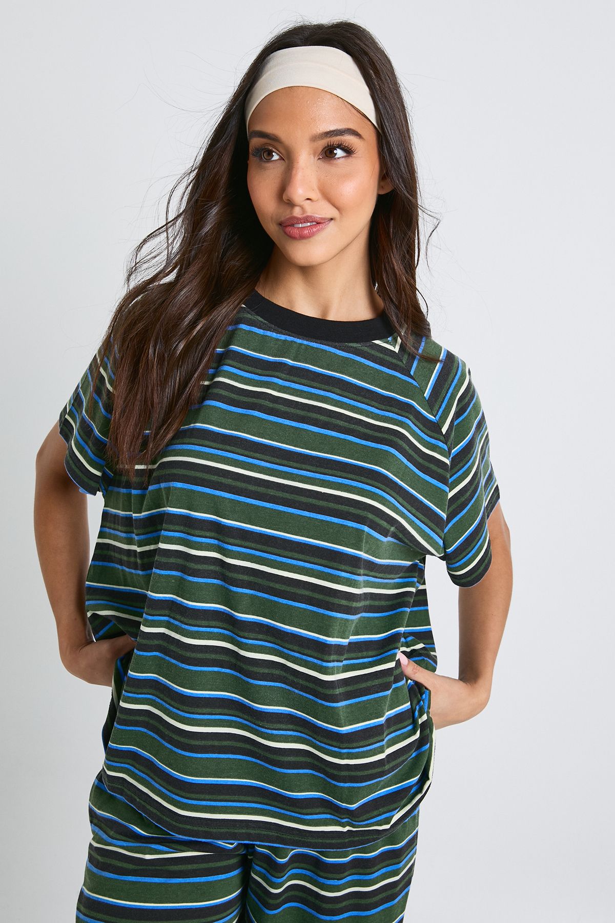 Striped Drop Shoulder Oversized T-shirt - Image 4
