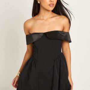 Petite Off The Shoulder Skater Mini Dress