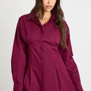 Cinched Waist Shirt Dress