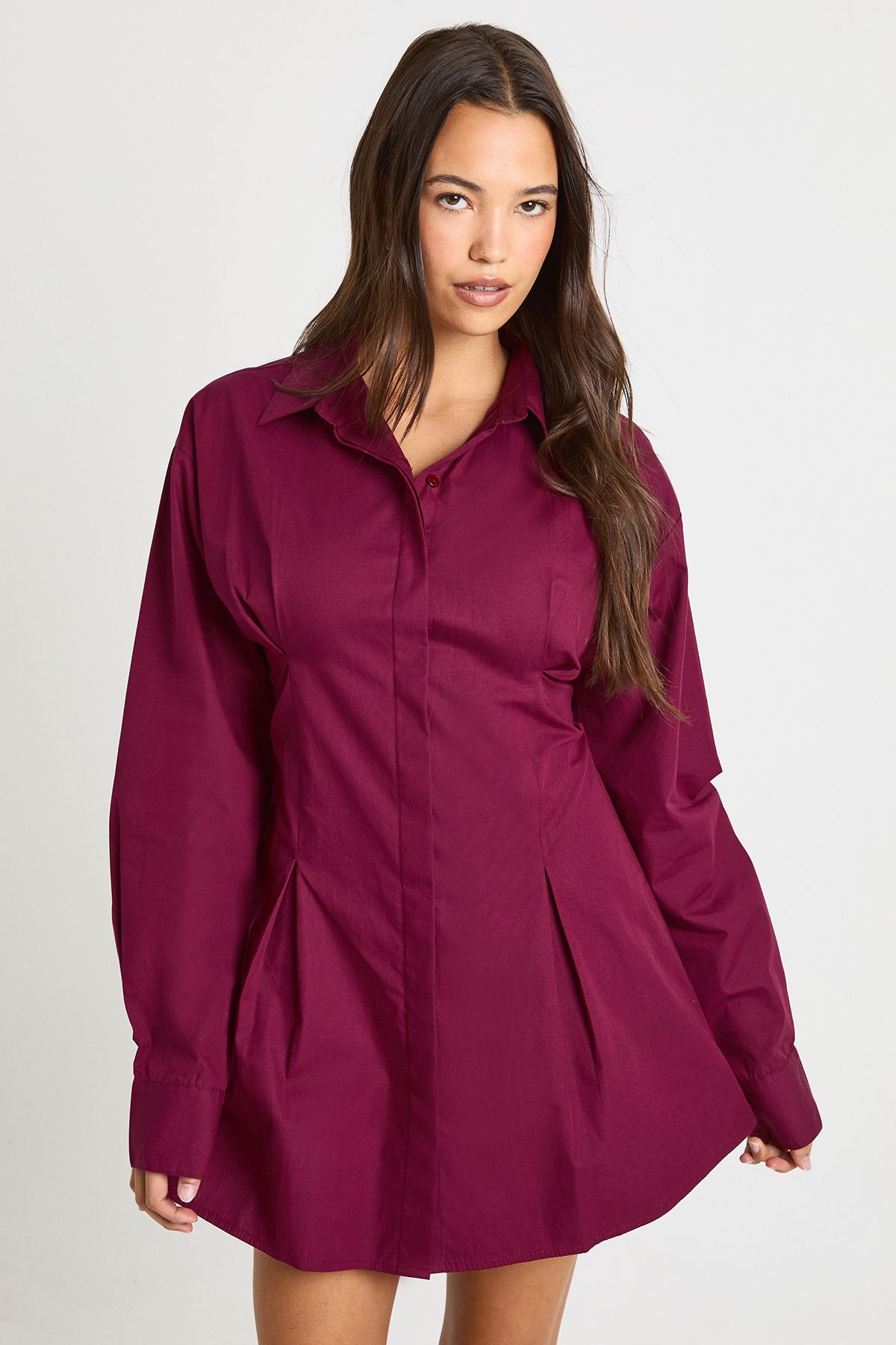 Cinched Waist Shirt Dress