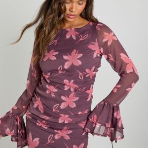 Floral Chiffon Ruffle Mini Dress