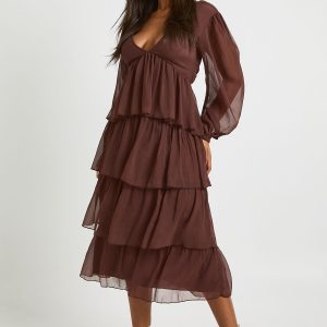 Chiffon Ruffle Midaxi Dress