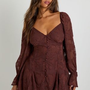 Burnout Floral Godet Hem Mini Dress