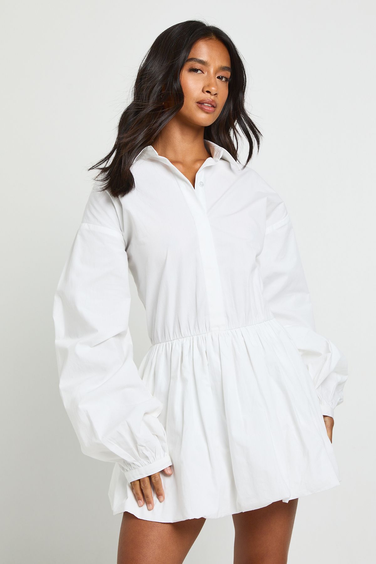 Petite Puffball Shirt Dress