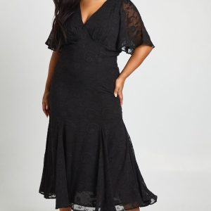 Plus Burnout Angel Sleeve Midaxi Dress
