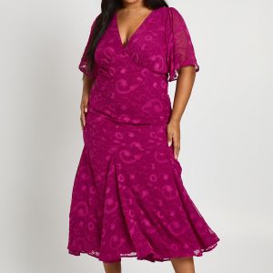 Plus Burnout Angel Sleeve Midaxi Dress