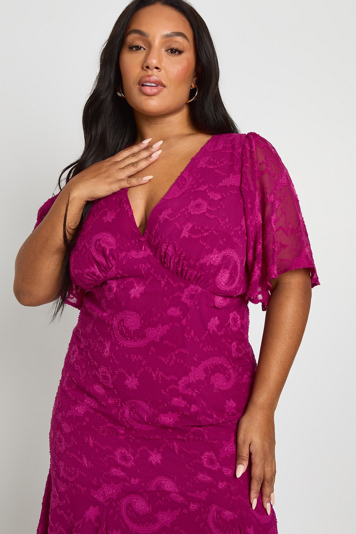 Plus Burnout Angel Sleeve Midaxi Dress - Image 2