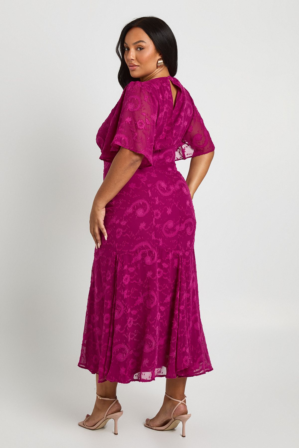 Plus Burnout Angel Sleeve Midaxi Dress - Image 3